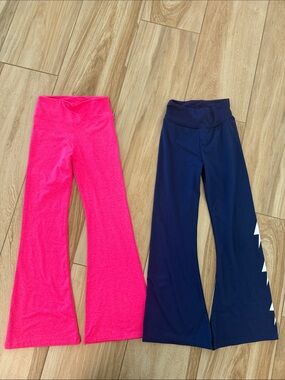 Pixielane Kids Flared Leggings - Pink and Navy